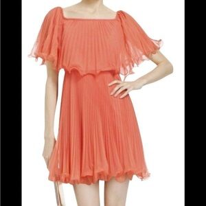 BCBGMaxAzria Galia Shalom Sunburst Prom Fancy Fairy Princess Coral  Dress 0